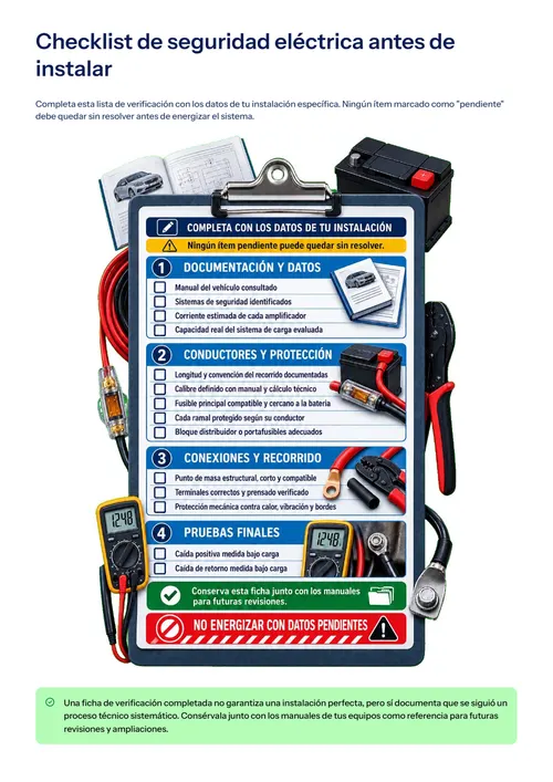 Página del Módulo 4: checklist de seguridad eléctrica antes de instalar